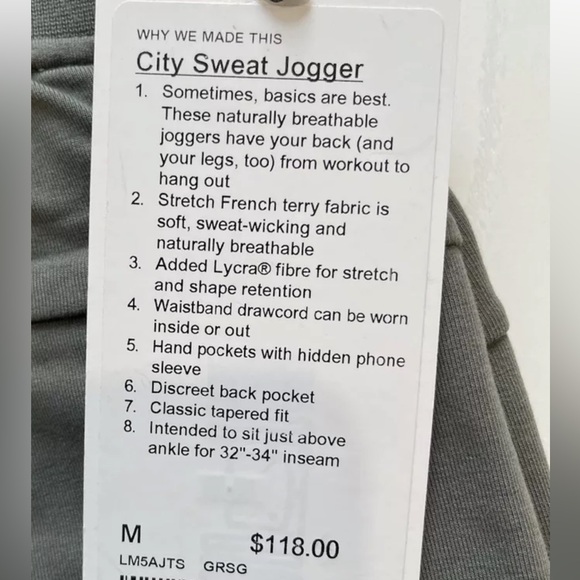 EUC Lululemon City Sweat joggers - Picture 6 of 6